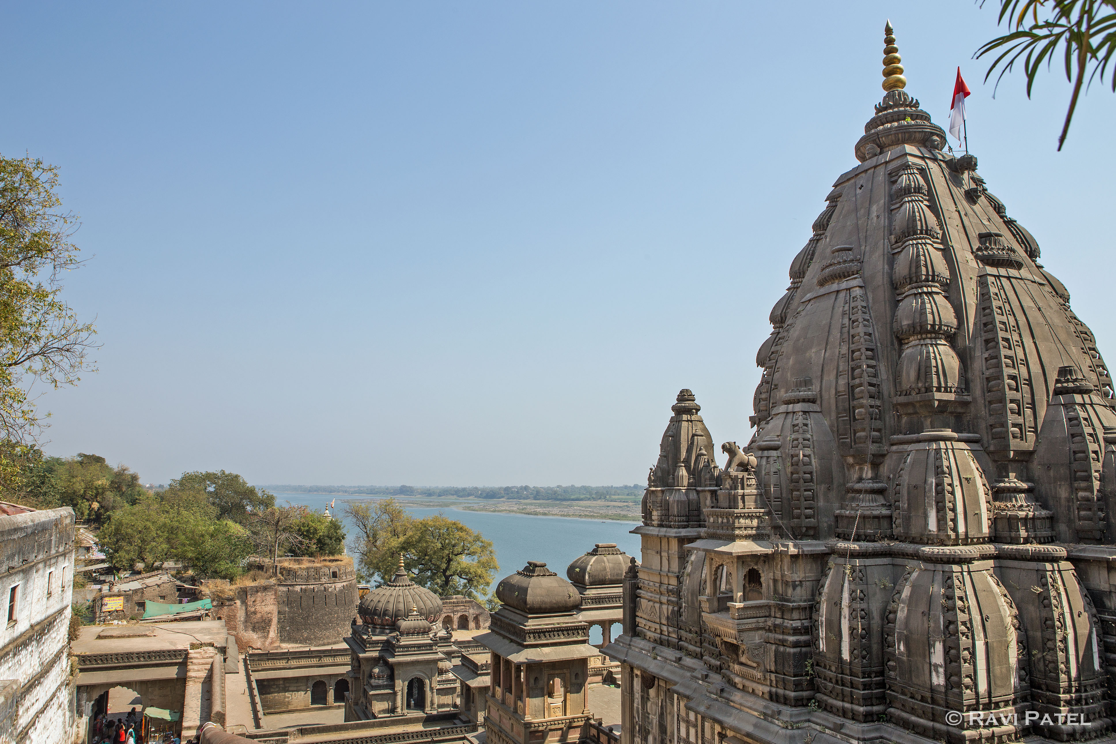 Maheshwar Temple at Ahilya Fort Overlooking Narmada River